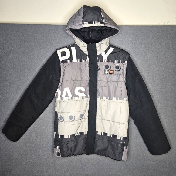 adidas Other - Adidas LEGO Kids Medium Hooded Coat Interchangeable Vest Black White Grey